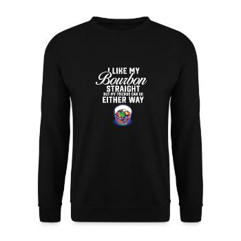 LGBT Proud Ally I Like My Bourbon Straight Gay - Unisex Pullover - Schwarz - Vorne - Alina (178cm) & Michal (187cm)