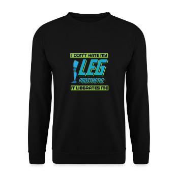 Lustiges Amputation und Beinprothesen - Unisex Pullover - Schwarz - Vorne - Alina (178cm) & Michal (187cm)