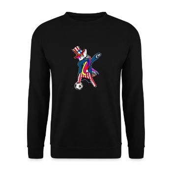 4. Juli Dabbing US-Einhorn - Unisex Pullover - Schwarz - Vorne - Alina (178cm) & Michal (187cm)