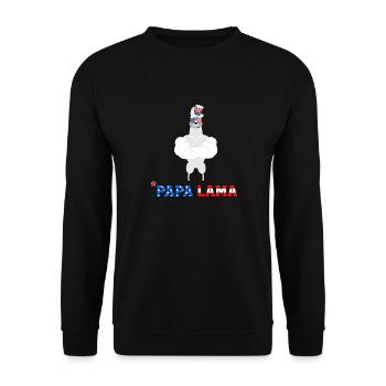 July 4th Papa Lama - Unisex Sweatshirt - black - Front - Alina (178cm) & Michal (187cm)