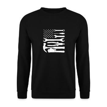 Amerikanische Flagge Mechaniker Heimwerker Patriot - Unisex Pullover - Schwarz - Vorne - Alina (178cm) & Michal (187cm)
