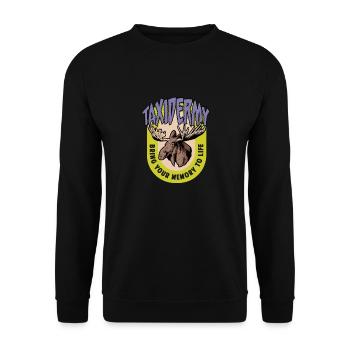 Lustiges Taxidermie und Tierpräparator Taxidermist - Unisex Pullover - Schwarz - Vorne - Alina (178cm) & Michal (187cm)