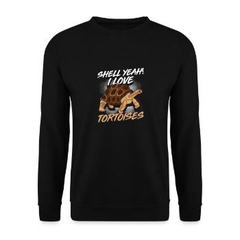 Funny Shell Yeah I Love Tortoises Turtle Reptile - Unisex Pullover - Schwarz - Vorne - Alina (178cm) & Michal (187cm)