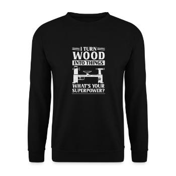 Turning Wood Lathe Lathe - Unisex Sweatshirt - black - Front - Alina (178cm) & Michal (187cm)