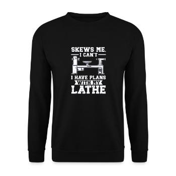 Turning Wood Lathe Lathe - Unisex Sweatshirt - black - Front - Alina (178cm) & Michal (187cm)