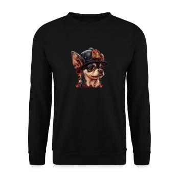 Chihuahua - Feuerwehrmann Feuerwehr Hund Männer - Unisex Pullover - Schwarz - Vorne - Alina (178cm) & Michal (187cm)