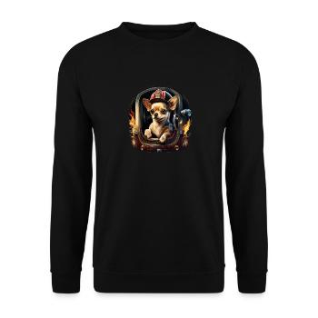 Chihuahua - Feuerwehrmann Feuerwehr Hund Männer - Unisex Pullover - Schwarz - Vorne - Alina (178cm) & Michal (187cm)
