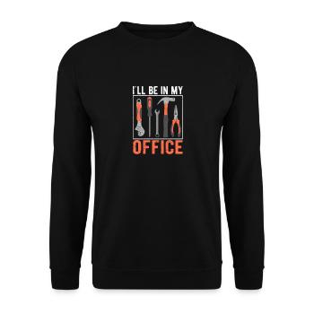 Je serai dans mon bureau Funny Craftsman - Sweat-shirt Unisexe - noir - Devant - Alina (178cm) & Michal (187cm)