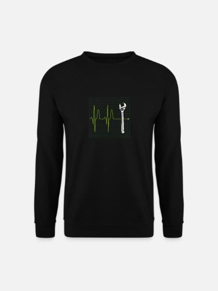 Handyman Heartbeat Wrench Retro Vintage 80s Pulse - Unisex Pullover - Schwarz