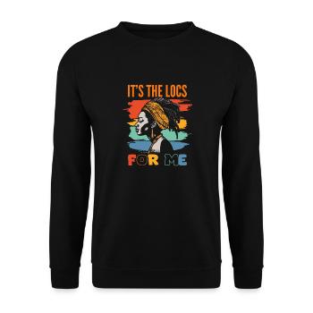 It's The Locs For Me - Afro Hair Black American - Unisex Pullover - Schwarz - Vorne - Alina (178cm) & Michal (187cm)