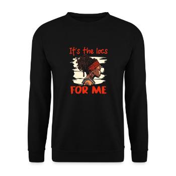 It's The Locs For Me - Afro Hair Black American - Unisex Pullover - Schwarz - Vorne - Alina (178cm) & Michal (187cm)