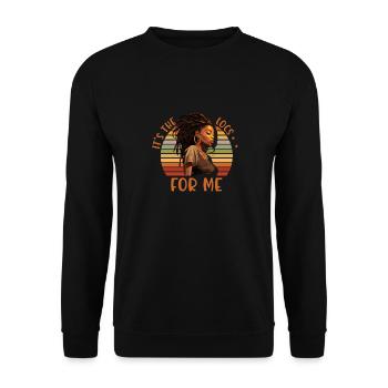 It's The Locs For Me - Afro Hair Black American - Unisex Pullover - Schwarz - Vorne - Alina (178cm) & Michal (187cm)