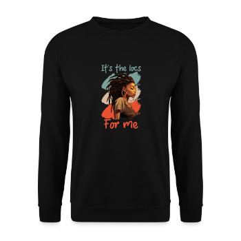 It's The Locs For Me - Afro Hair Black American - Unisex Pullover - Schwarz - Vorne - Alina (178cm) & Michal (187cm)