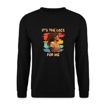 It's The Locs For Me - Afro Hair Black American - Unisex Pullover - Schwarz - Vorne - Alina (178cm) & Michal (187cm)
