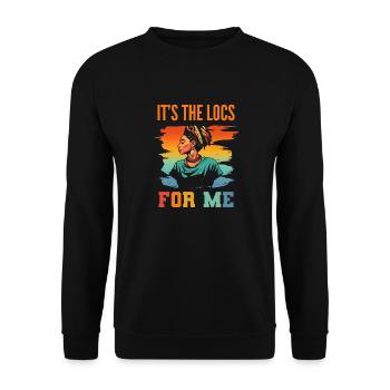 It's The Locs For Me - Afro Hair Black American - Unisex Pullover - Schwarz - Vorne - Alina (178cm) & Michal (187cm)