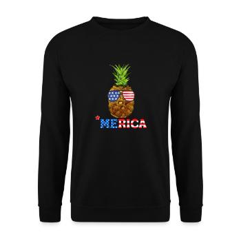 4 juillet Pineapple America - Sweat-shirt Unisexe - noir - Devant - Alina (178cm) & Michal (187cm)