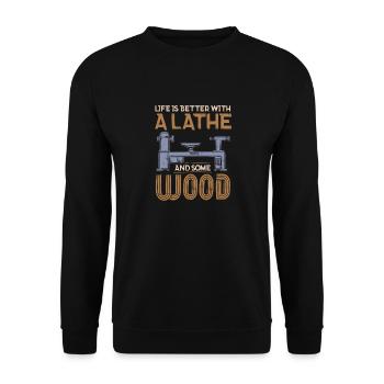 Turning Wood Lathe Lathe - Unisex Sweatshirt - black - Front - Alina (178cm) & Michal (187cm)