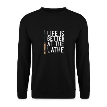 Turning Wood Lathe Lathe - Unisex Sweatshirt - black - Front - Alina (178cm) & Michal (187cm)