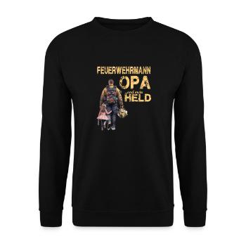 Feuerwehrmann Opa und Enkel - Feuerwehr Großvater - Unisex Pullover - Schwarz - Vorne - Alina (178cm) & Michal (187cm)