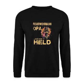 Feuerwehrmann Opa und Enkel - Feuerwehr Großvater - Unisex Pullover - Schwarz - Vorne - Alina (178cm) & Michal (187cm)
