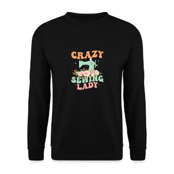 Crazy Sewing Lady Sewing Maschine Crafting - Unisex Pullover - Schwarz - Vorne - Alina (178cm) & Michal (187cm)