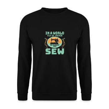 Dans un monde plein de tendances, soyez classique et cousez Sewi - Sweat-shirt Unisexe - noir - Devant - Alina (178cm) & Michal (187cm)