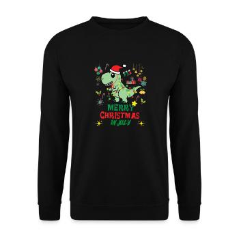 Noël en juillet, Dinosaures de Noël, T-REX - Sweat-shirt Unisexe - noir - Devant - Alina (178cm) & Michal (187cm)