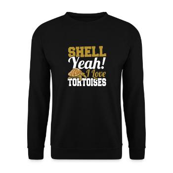 Turtle Reptile Cute Shell Yeah I Love Tortoises - Unisex Pullover - Schwarz - Vorne - Alina (178cm) & Michal (187cm)
