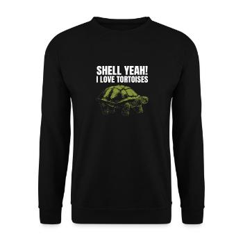 Turtle Reptile Funny Shell Yeah I Love Tortoises - Unisex Pullover - Schwarz - Vorne - Alina (178cm) & Michal (187cm)