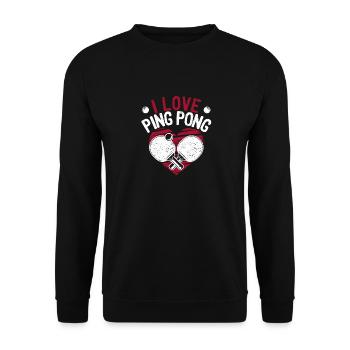 I Love Ping Pong Red Heart Funny Table Tennis - Unisex Sweatshirt - black - Front - Alina (178cm) & Michal (187cm)