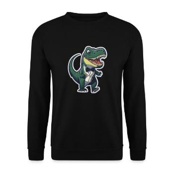 T-Rex in ATuxedo T-Rex im Anzug - Unisex Pullover - Schwarz - Vorne - Alina (178cm) & Michal (187cm)