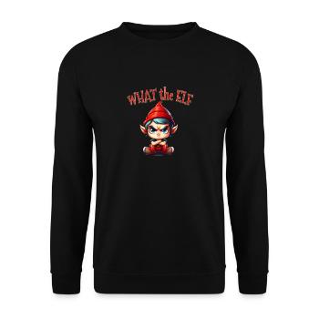 What the Elf - Niedlicher lustiger Elf für Weihnachten Holida - Unisex Pullover - Schwarz - Vorne - Alina (178cm) & Michal (187cm)