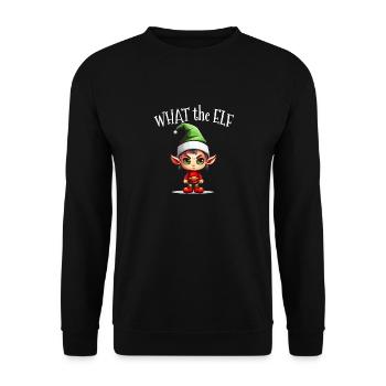 What the Elf - Cute Funny Elf for Christmas Season - Unisex Sweatshirt - black - Front - Alina (178cm) & Michal (187cm)