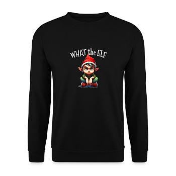 What the Elf - urkomisch lustiger Elf zu Weihnachten - Unisex Pullover - Schwarz - Vorne - Alina (178cm) & Michal (187cm)