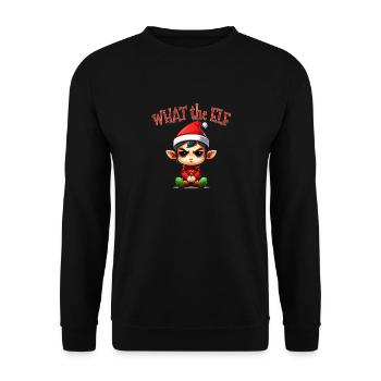 What the Elf - Men Women Funny Elf Costume for Chr - Unisex Sweatshirt - black - Front - Alina (178cm) & Michal (187cm)