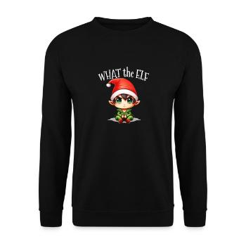 What the Elf - Funny Christmas Elf Costume - Unisex Sweatshirt - black - Front - Alina (178cm) & Michal (187cm)