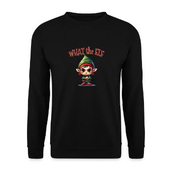 What the Elf - Männer Frauen Lustige Weihnachten Elf - Unisex Pullover - Schwarz - Vorne - Alina (178cm) & Michal (187cm)