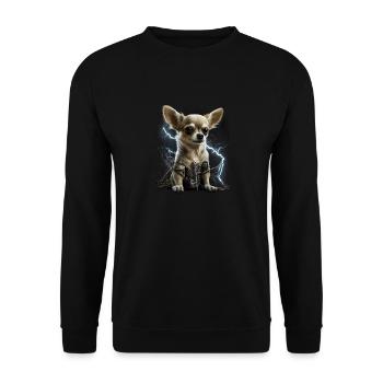 Chihuahua | Electrician Worker Electrical Job Dog - Unisex Sweatshirt - black - Front - Alina (178cm) & Michal (187cm)