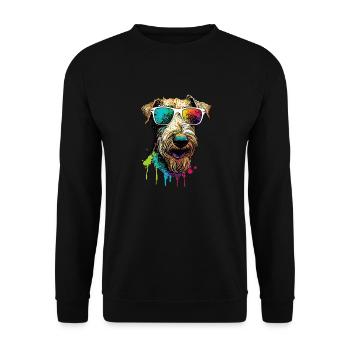 Cool Airedale Welsh Terrier avec des lunettes de soleil - Sweat-shirt Unisexe - noir - Devant - Alina (178cm) & Michal (187cm)