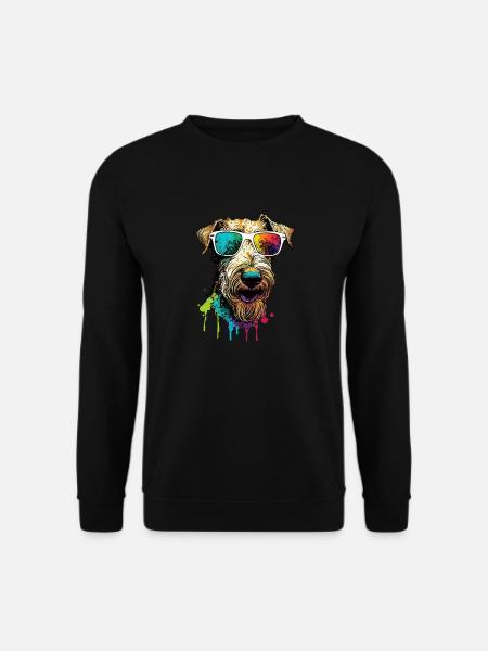 Cool Airedale Welsh Terrier mit Sonnenbrille - Unisex Pullover - Schwarz