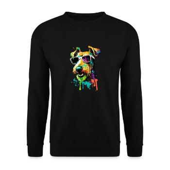 Airedale Terrier gallois Terrier portant des lunettes de soleil - Sweat-shirt Unisexe - noir - Devant - Alina (178cm) & Michal (187cm)