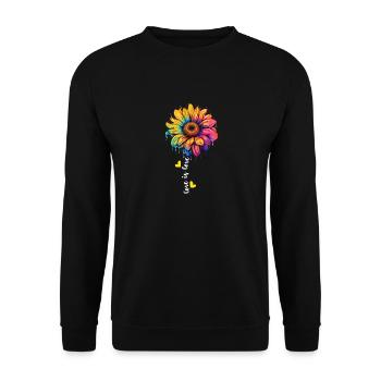 Regenbogen Sonnenblume Liebhaber LGBT Lesbisch Homosexuell Gruppe Wortspiel - Unisex Pullover - Schwarz - Vorne - Alina (178cm) & Michal (187cm)
