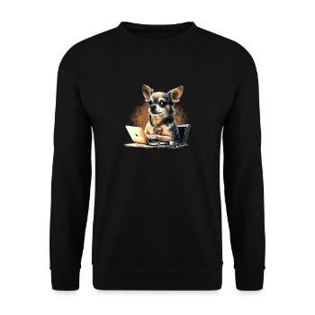 Chihuahua | Home Office Job Work Laptop Tie Funny - Unisex Sweatshirt - black - Front - Alina (178cm) & Michal (187cm)
