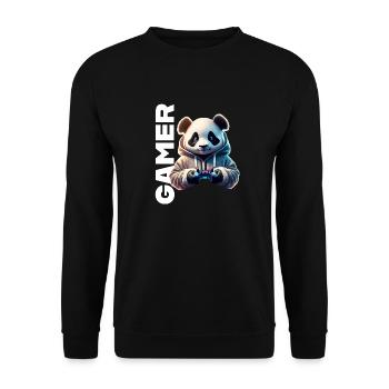 Gamer lettering with cool panda - Unisex Sweatshirt - black - Front - Alina (178cm) & Michal (187cm)
