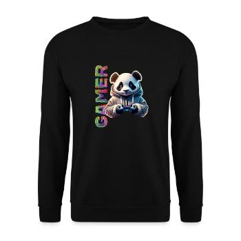 Lettrage de joueur avec panda cool - Sweat-shirt Unisexe - noir - Devant - Alina (178cm) & Michal (187cm)