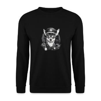 Chihuahua | Polizei Polizist Polizistin Hut - Unisex Pullover - Schwarz - Vorne - Alina (178cm) & Michal (187cm)