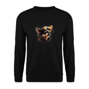 Chihuahua | Race Racing Car Funny Dog Mechanic - Unisex Sweatshirt - black - Front - Alina (178cm) & Michal (187cm)