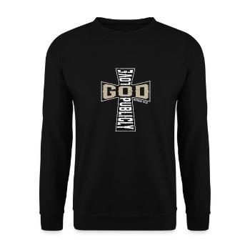 Love God Publicly Jesus Christ Believer Religious - Unisex Sweatshirt - black - Front - Alina (178cm) & Michal (187cm)