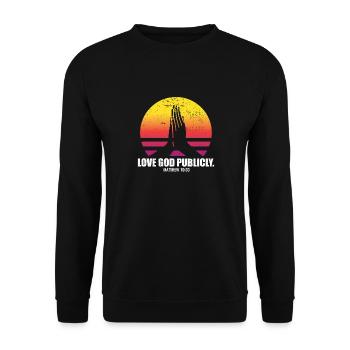 Aimer Dieu publiquement Verset biblique Citation Église de Jésus - Sweat-shirt Unisexe - noir - Devant - Alina (178cm) & Michal (187cm)
