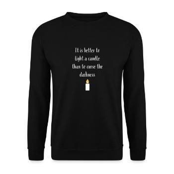 „Light the Light: Besiege die Dunkelheit mit inspirierender Kleidung!“ - Unisex Pullover - Schwarz - Vorne - Alina (178cm) & Michal (187cm)